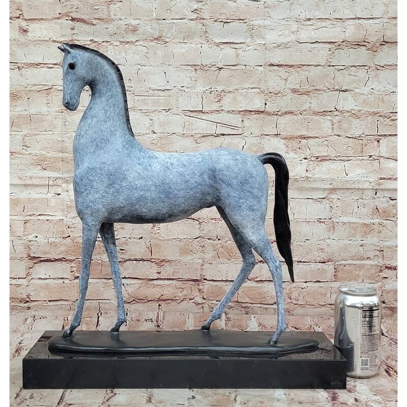 Bronze Imitative Horse Statue - Minimalist Equestrian Sculpture Decor Signed Art