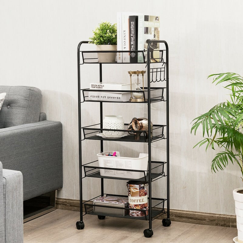 Costway 5 Tier Storage Rack Trolley Cart Home Kitchen Organizer