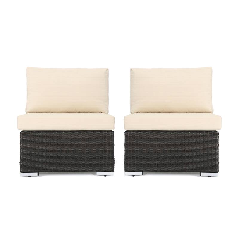 Santa Rosa Wicker Outdoor Armless Club Chair by Christopher Knight Home - Multibrown + Beige