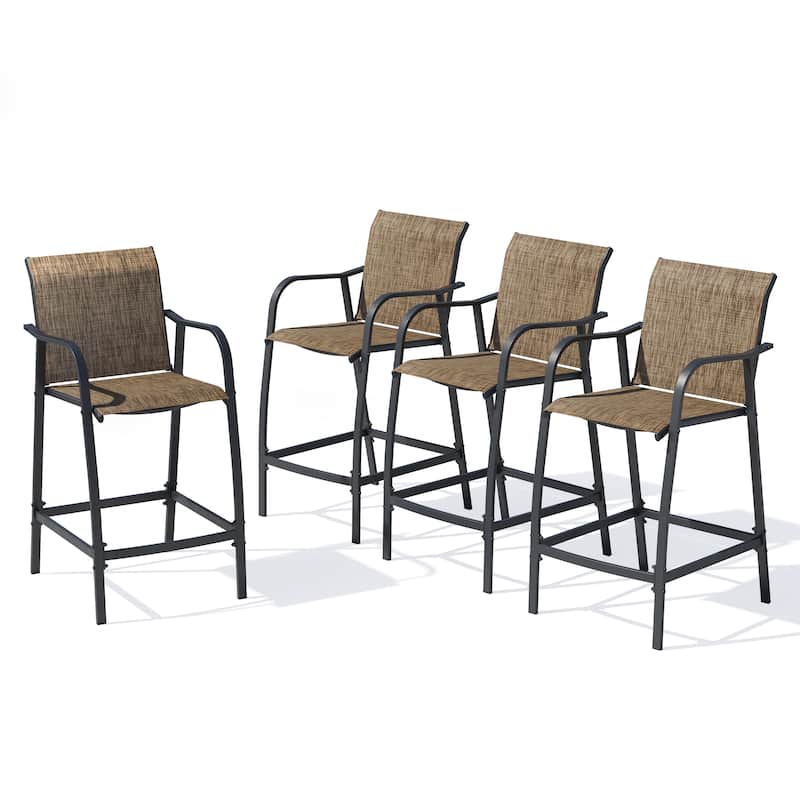 Outdoor Patio Bar Stool Chair Set Lightweight Bar Chairs - Earth - 4PCS