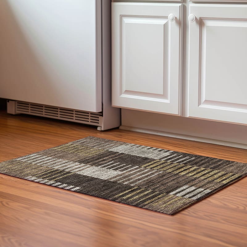 Premium Washable Super Soft Geo Stripe Mayfield Rug - Chocolate - 1'8" x 2'6"