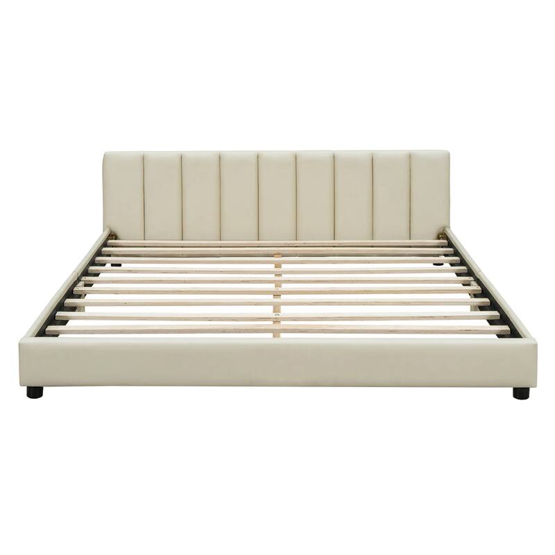 Queen & Twin XL Size Upholstered Platform Bed - PU Leather
