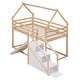preview thumbnail 11 of 13, Natural Twin House Bunk Bed with Slide and Storage Staircase for Kids