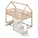 preview thumbnail 4 of 21, Wood Twin over Twin Bed House Roof Frame Loft Bunk Bed with Slide and Storage Staircase 2-in-1 Frame House-shaped Bed Frame