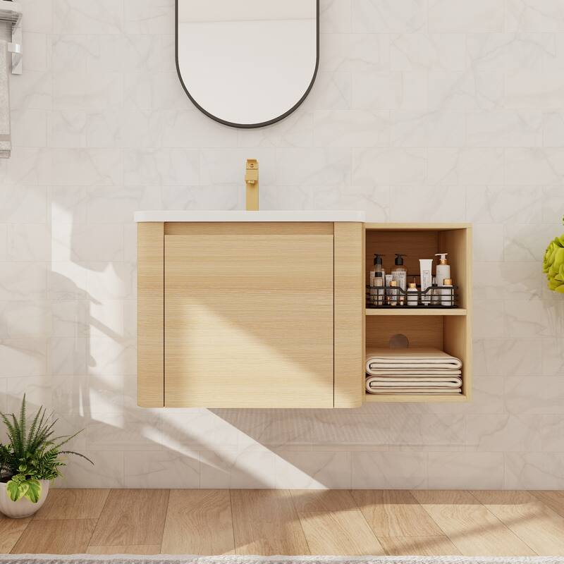 Beingnext 24''/28''/36''/40''/60''/68'' Floating Bathroom Vanity with Sink, Wall Mounted Bathroom Vanity with Soft Close Door