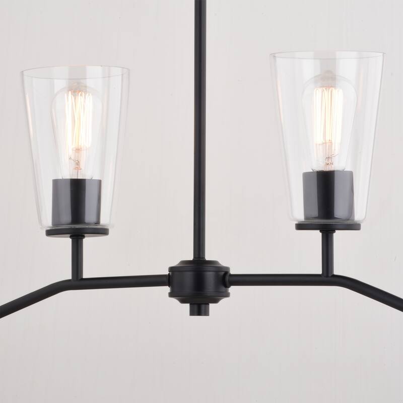 Beverly Linear Chandelier Island Pendant Light Fixture Clear Glass Shade, LED Compatible