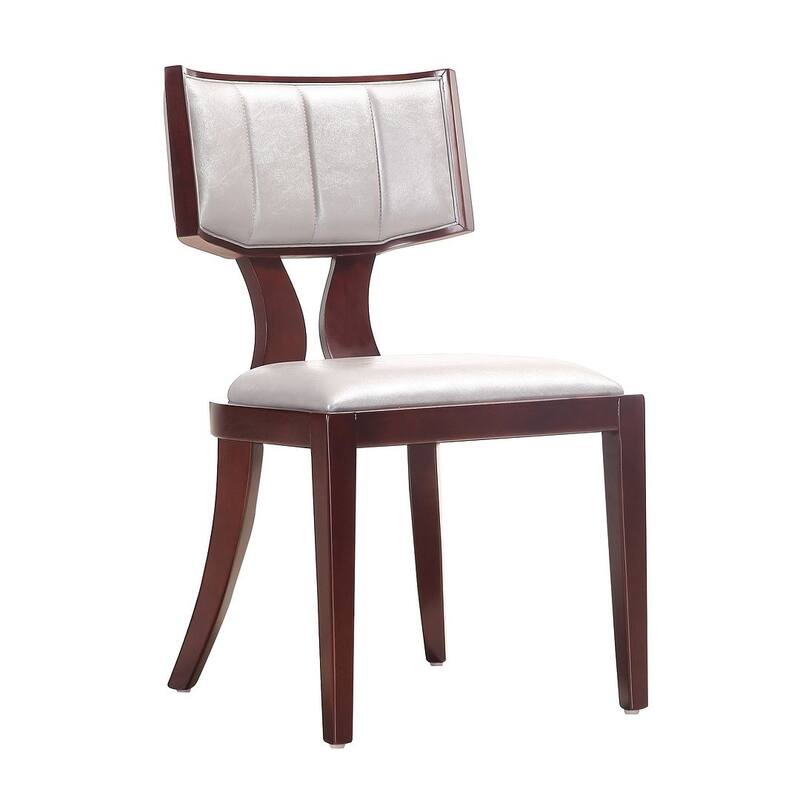 Pulitzer Pearl White and Walnut Faux Leather Dining Chair (Set of Two)
