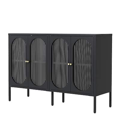 Metal Sideboard Cabinet with 4 Glass Door