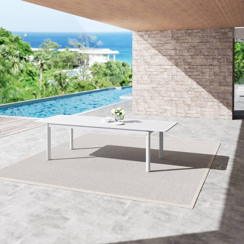 DESwan 108 in. x 39 in. Aluminum Extendable Rectangular Outdoor Dining Table