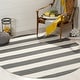 preview thumbnail 74 of 148, SAFAVIEH Handmade Montauk Caspian Stripe Cotton Flatweave Rug 3' x 3' Round - Grey/Ivory