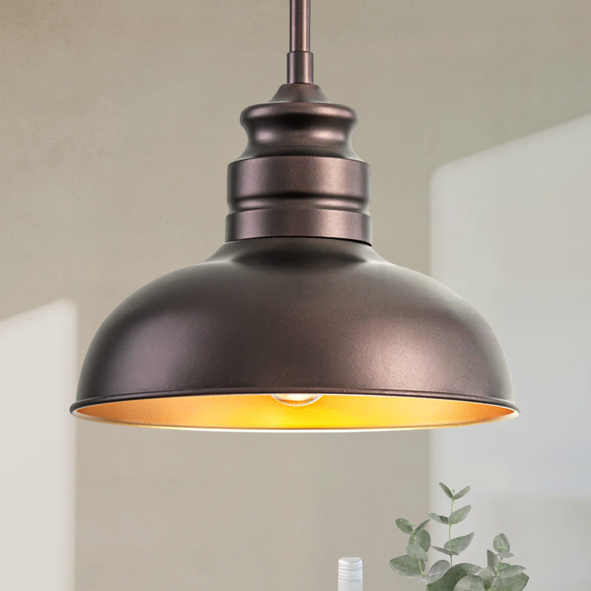 1-Light Farmhouse Bronze Dome Pendant Light for Kitchen Island, Oil Rubbed Bronze - 1 Light