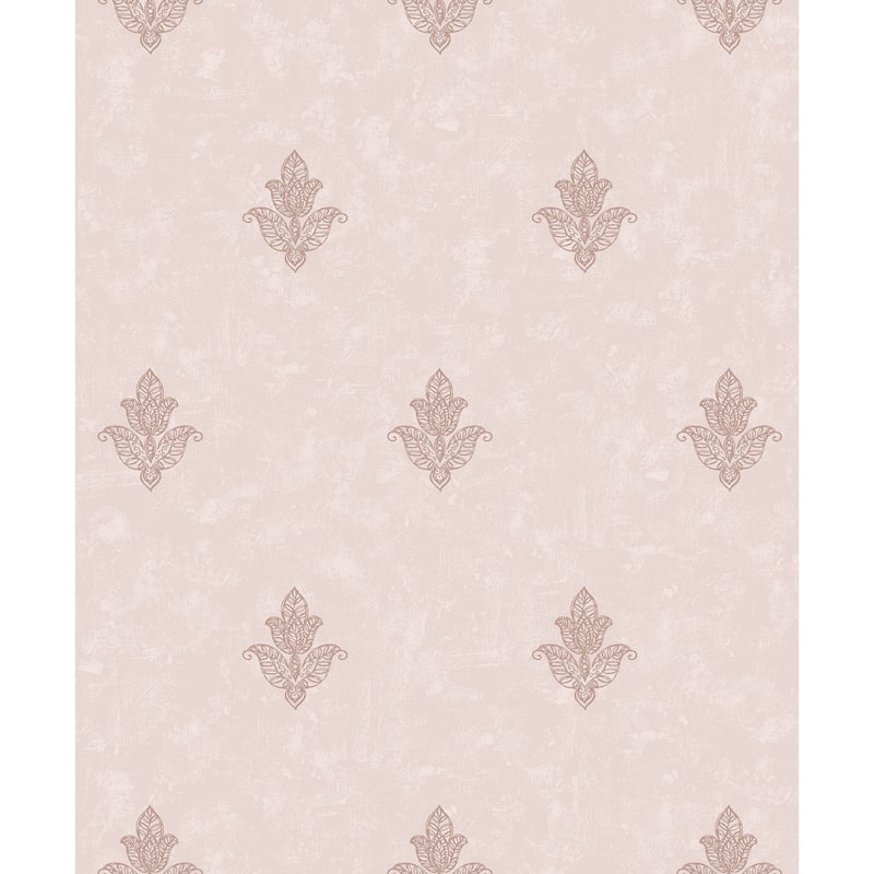 Galerie Wallcoverings Emporium 3D Embossed Mehndi Motif Non-woven Metallic Wallpaper Roll - 33 feet x 21 inches - Pink