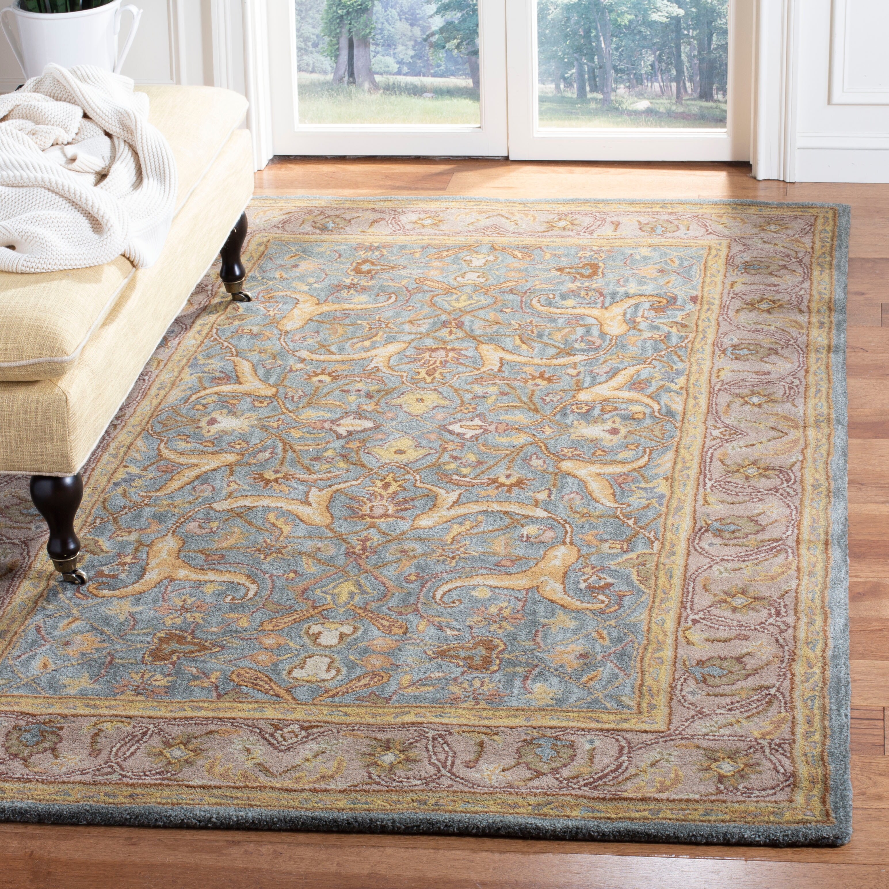 SAFAVIEH Heritage Collection X-Large Area Rug - 12' x 18', Brown & Blue,  Handmade Traditional Oriental Wool, Ideal for High Traffic Areas in Living