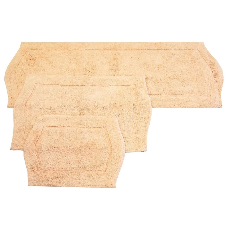 Home Weavers Waterford Collection Absorbent Cotton 3 Piece Set Machine Washable Bath Rug - Linen