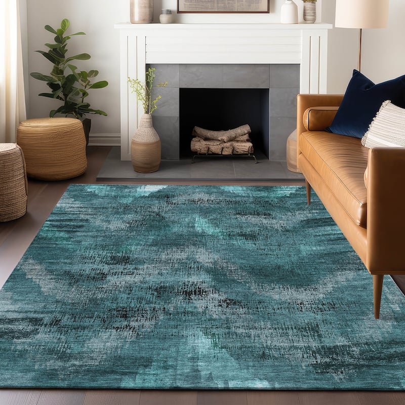 Premium Washable Super Soft Brushstrokes Modern V Mayfield Rug