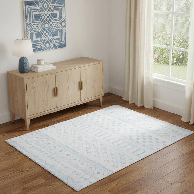 HomeRoots Geometric Casual Rectangle Area Rug - 4' X 6'