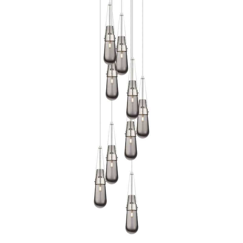 Innovations Lighting 119-452-1P-21-19 Milan Pendant Milan 9 Light 19" - Brushed Satin Nickel / Light Smoke