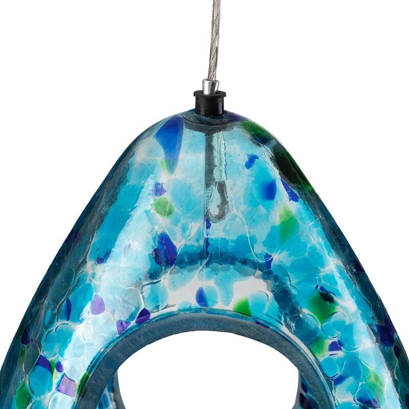 Glitzhome 6.75''H Glass Water Drop Hanging Dots Birdfeeder