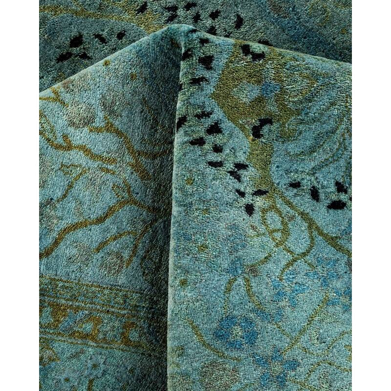 Overton Hand Knotted Wool Vintage Inspired Modern Contemporary Overdyed Gray Round Area Rug - 4' 3" x 6' 0"
