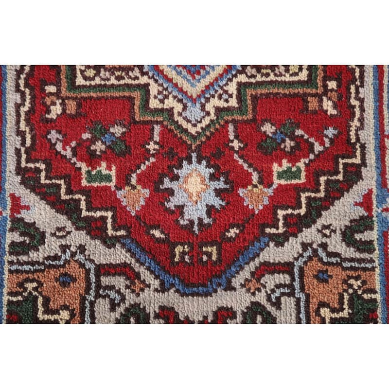 Red Traditional Heriz Serapi Foyer Area Rug Hand-knotted Wool Carpet - 2'0"x 3'0"