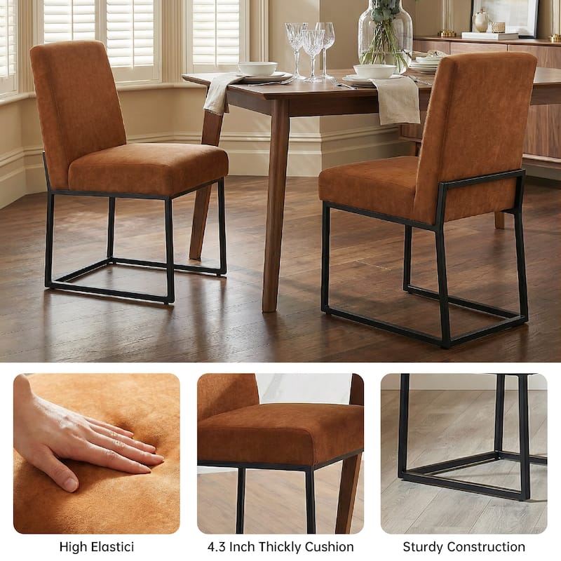 Mid Century Modern Dining Chair with Black Metal Legs