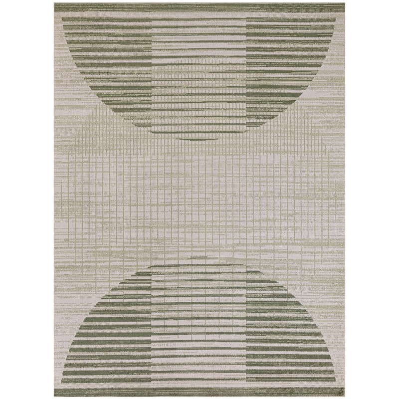 Nourison Astra Machine Washable Indoor Only Graphic Area Rug - 4' x 6' - Ivory/Olive - Rectangle