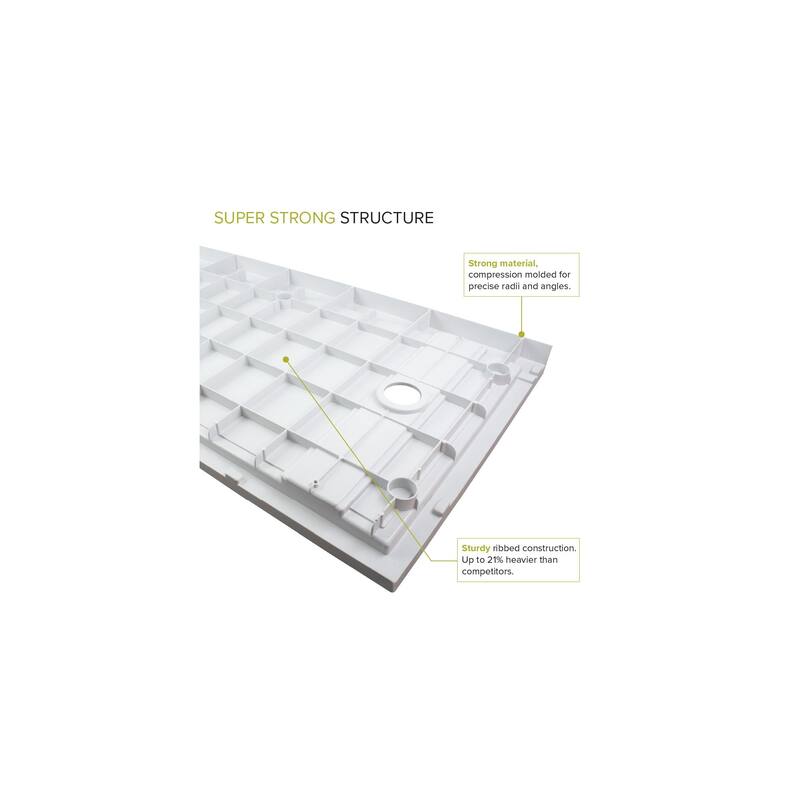 Transolid Linear 60" x 30" Alcove Shower Base with Right Hand Drain - 60" x 30" - 60" x 30"