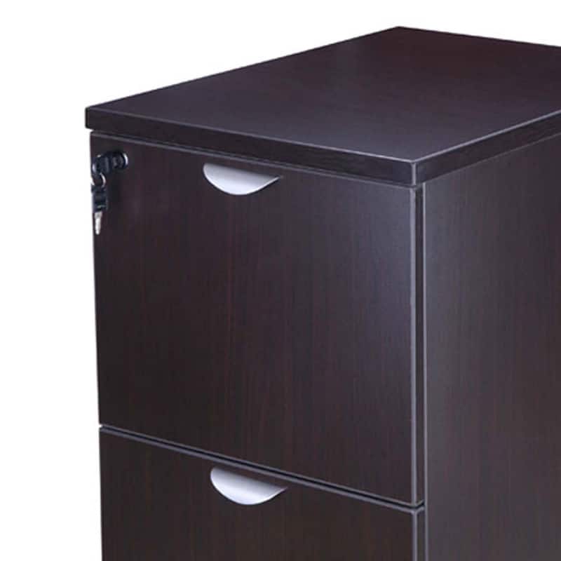 Kery 2 Drawer Mobile Pedestal File Cabinet with Lock, Mocha Brown