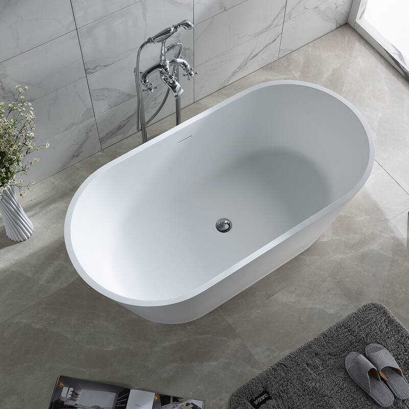 Repose 59" Stone Resin Soaking Tub - Oval - 30D x 59W x 21H