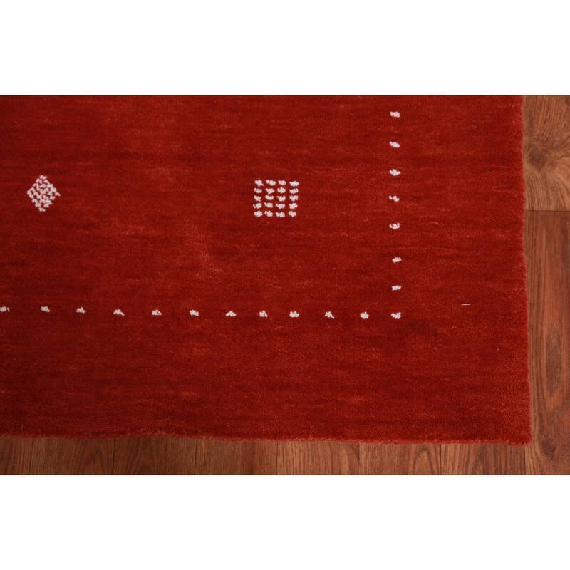 Hand Knotted Oriental 100% Wool Carpet Tribal Tribal Oranges & Rust Gabbeh Area Rug - 4' 10'' X 3' 4''