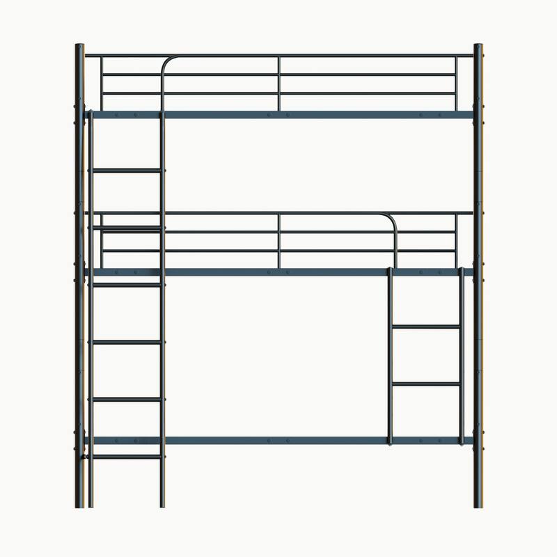 Bedroom dormitory twin size black metal triple bunk bed
