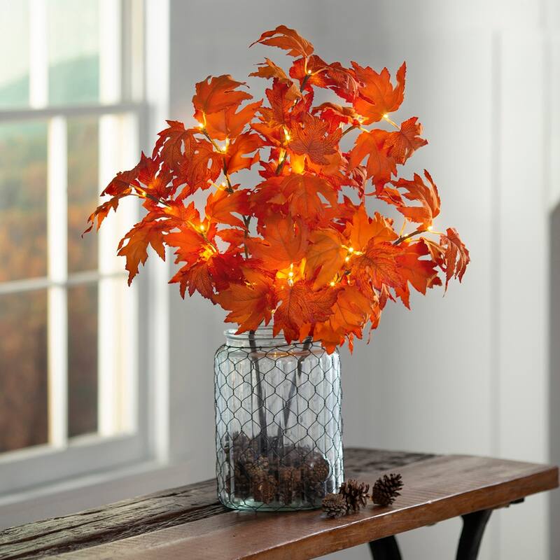 Indoor/Outdoor Lighted Maple Tree Branches, Set of 2