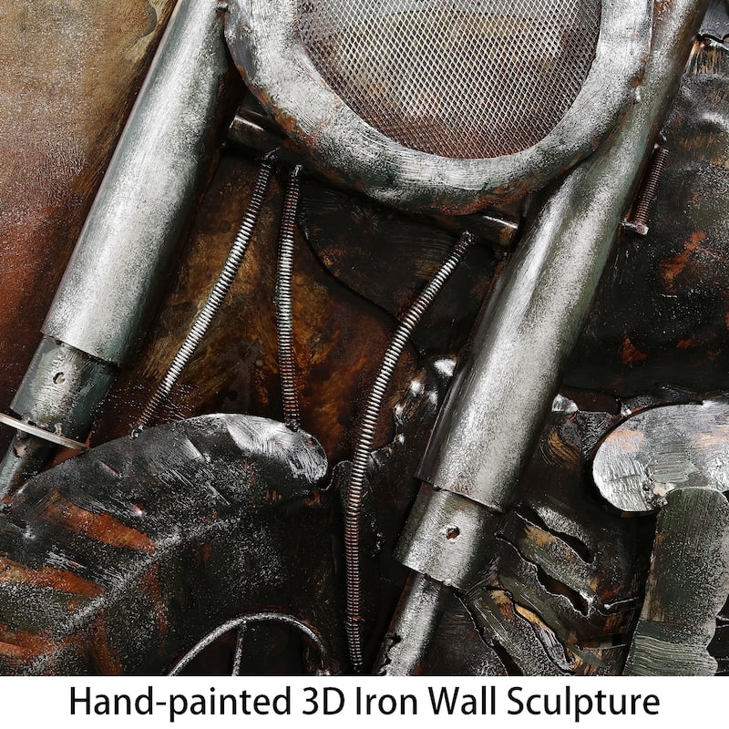 "Motorcycle" Mixed Media Iron Hand Painted Dimensional Wall Art Sculpture