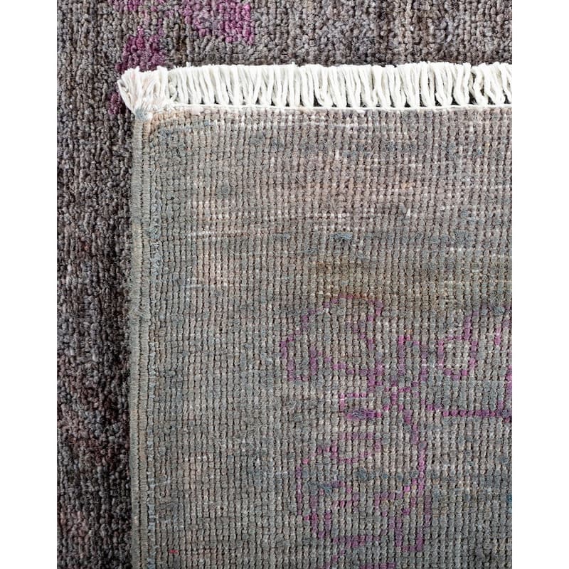 Overton Hand Knotted Wool Vintage Inspired Modern Contemporary Overdyed Gray Area Rug - 9' 1" x 11' 9"