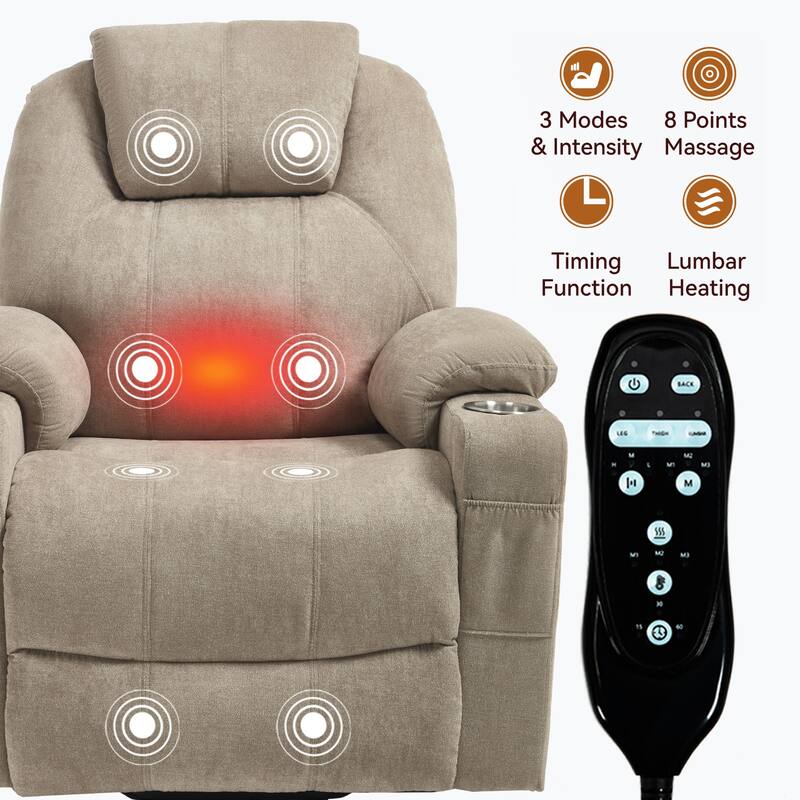 Up to 350 LBS polyester Power Lift Recliner Chair, Heavy Duty Motion Mechanism with 8-Point Vibration Massage