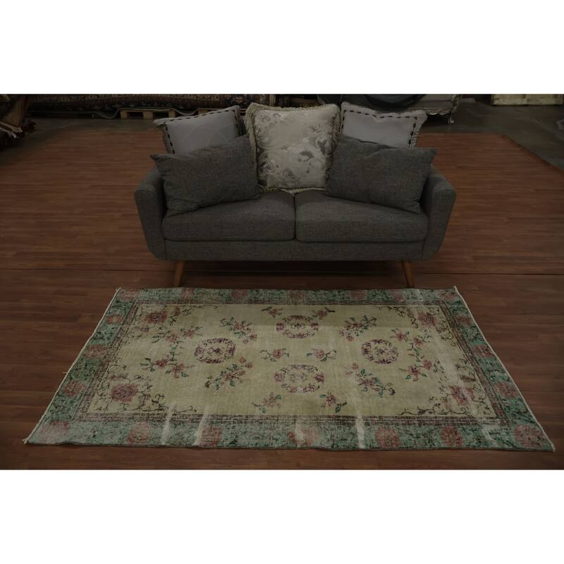 Hand Knotted Oriental 100% Wool Carpet Transitional All-Over Beige & Ivories Anatolian Area Rug - 6' 5'' X 3' 8''