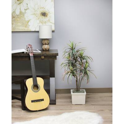 The Mod Greenhouse Faux Green Dracena Plant in a Black Matte Planter Pot