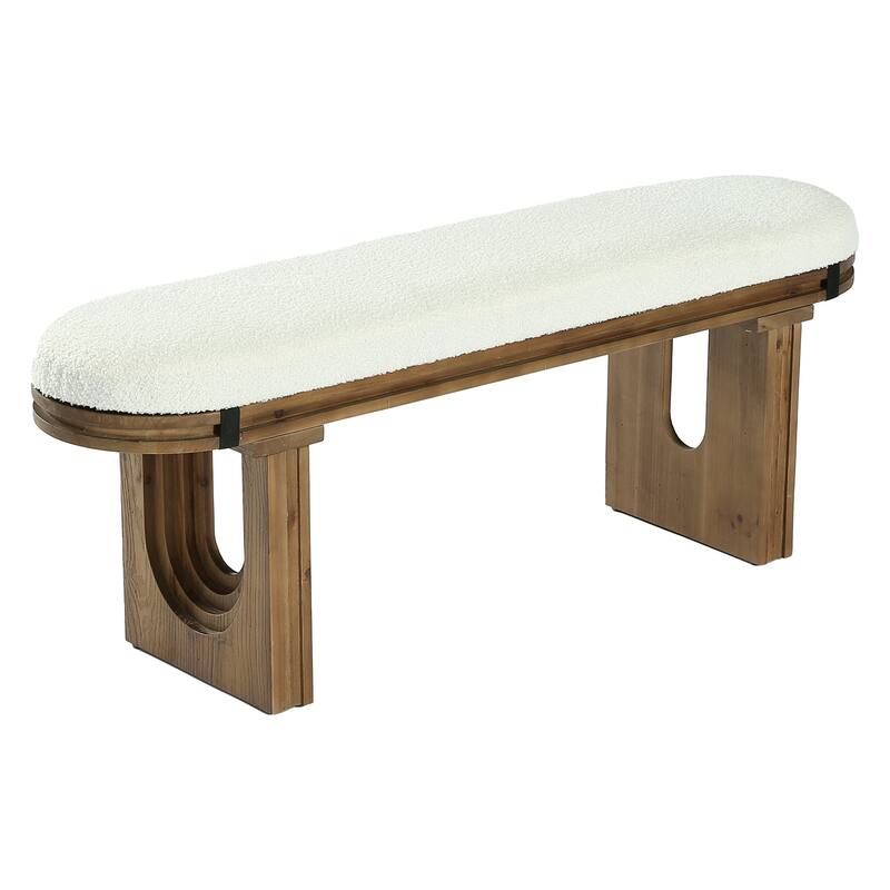47.24" Solid Wood Upholstered Bedroom Bench, Bed End Entryway Bench for Hallway Living Room Kitchen