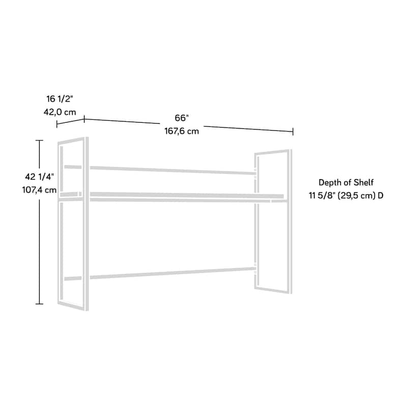 Wood Credenza Hutch with Impact-Resistant Design, Brown - 65.98" W x 16.54" D x 42.28" H