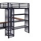 preview thumbnail 10 of 9, Space-Saving Metal Full Size Loft Bed with Storage Wardrobe and Desk and Shleves,Kids and Baby
