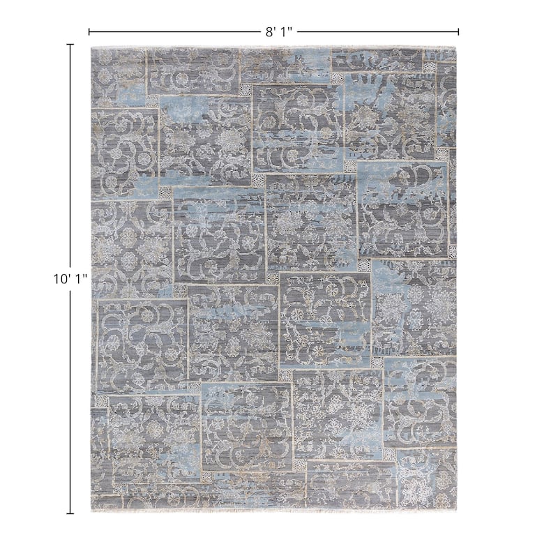 Ikat One-of-a-Kind Hand-Knotted Area Rug, Gray - 8' 1" x 10' 1"