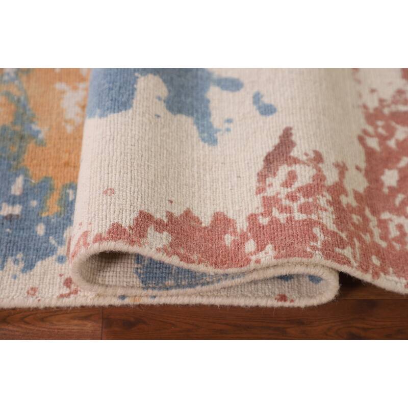 Nature Print Abstract Modern Area Rug Handmade Wool Carpet - 5'3" x 7'7"