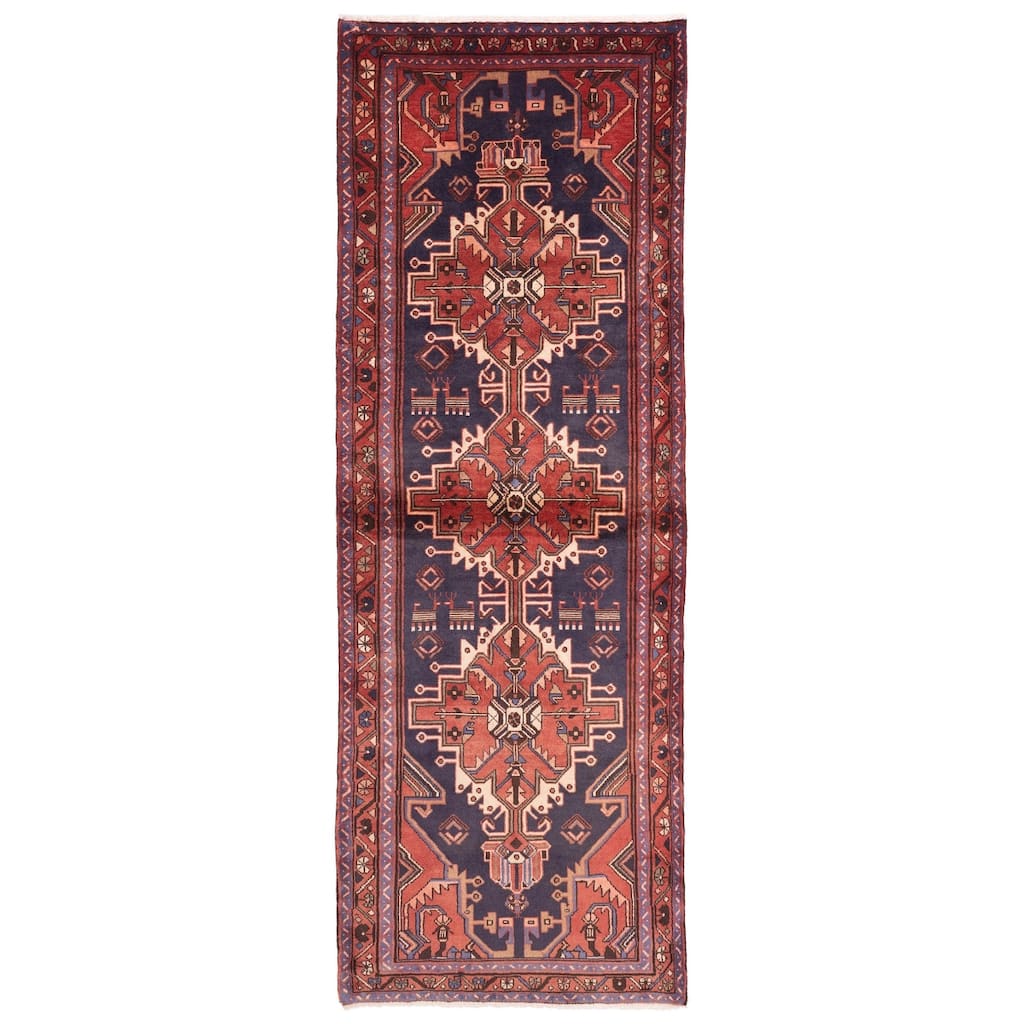 ECARPETGALLERY Hand-knotted Konya Anatolian Dark Navy Wool Rug - 3'5 x 9'11