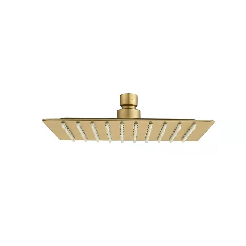 Bathroom Square Round 10/12" Rainfall Air Boost Full Spray Shower Head - 12" - Gold