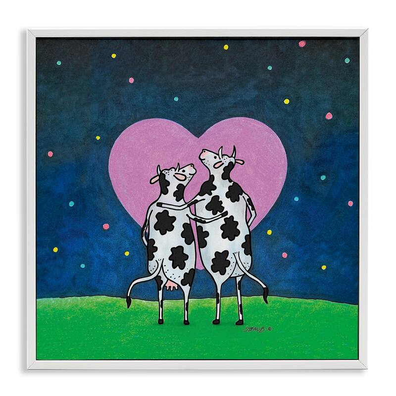 Stupell Loving Significant Udder Framed Giclee Art Design By Roger Straub - 17 x 17 - White