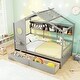 preview thumbnail 3 of 9, Twin Size House Bed with 2 Storage Drawers and Fence Guardrails