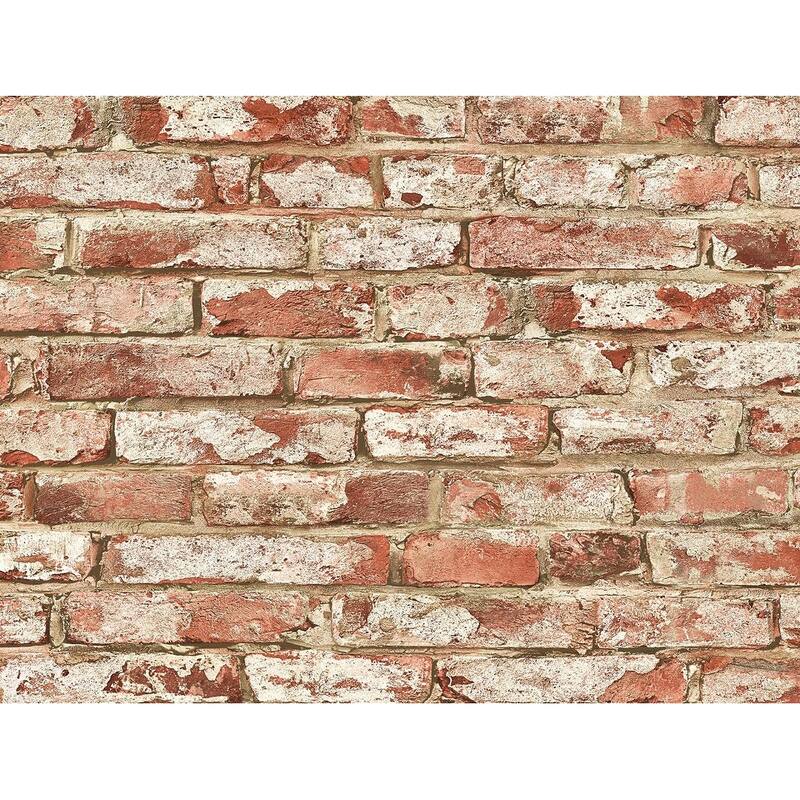 Harry & Grace Faux Rustic Brick Peel and Stick Natural Wall Backdrop Panel - 20.5 in. W x 9 ft. L - Clay