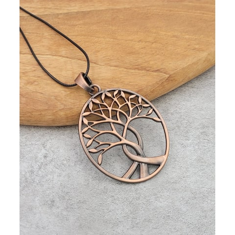 Antique Copper Boho Chic Twisted Tree Pendant Necklace