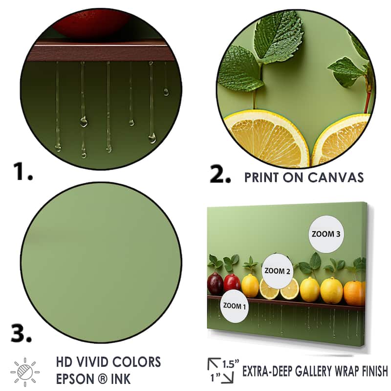 Designart "Minimalist Fruits Lemon Multicolor" Fruits Wall Art