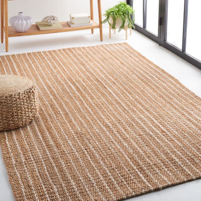 SAFAVIEH Natural Fiber Lulla Farmhouse Stripe Jute Rug - 4' x 6' - Natural/Ivory